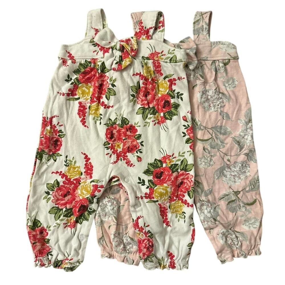 Laura Ashley Sleeveless Floral Cotton Romper/ Jumpsuits 2 Baby Girls Size 3-6M